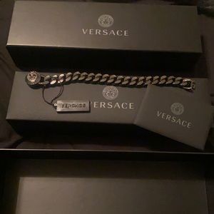 VERSACE Gunmetal Medusa Chain Bracelet